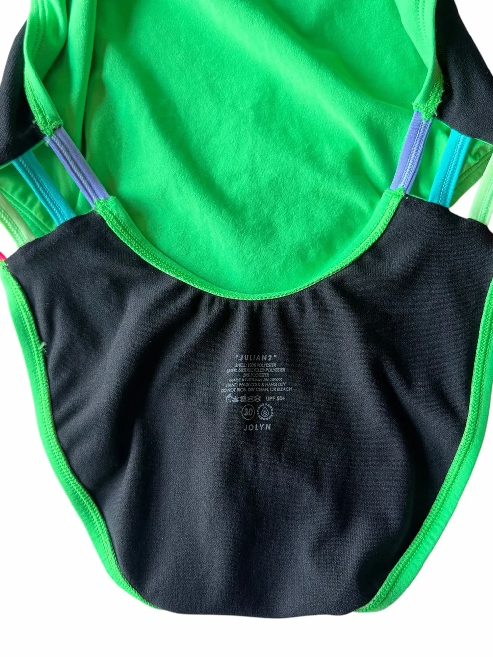 JOLYN Julian 2 Green One Piece Swimsuit Size 30 4/6 Open Back Training Swim